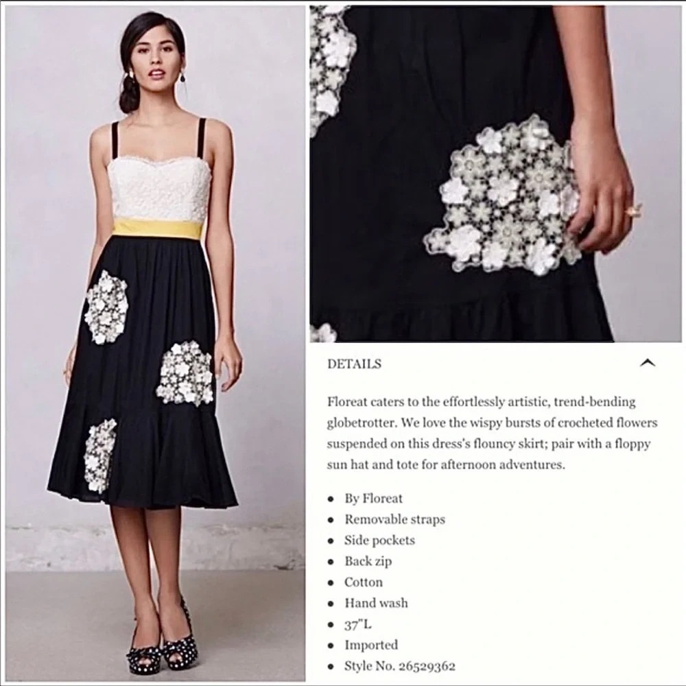 Anthropologie Floreat Dandelion Wish Dress Size 8 Lined Cotton Pockets *Flawed - Picture 15 of 16